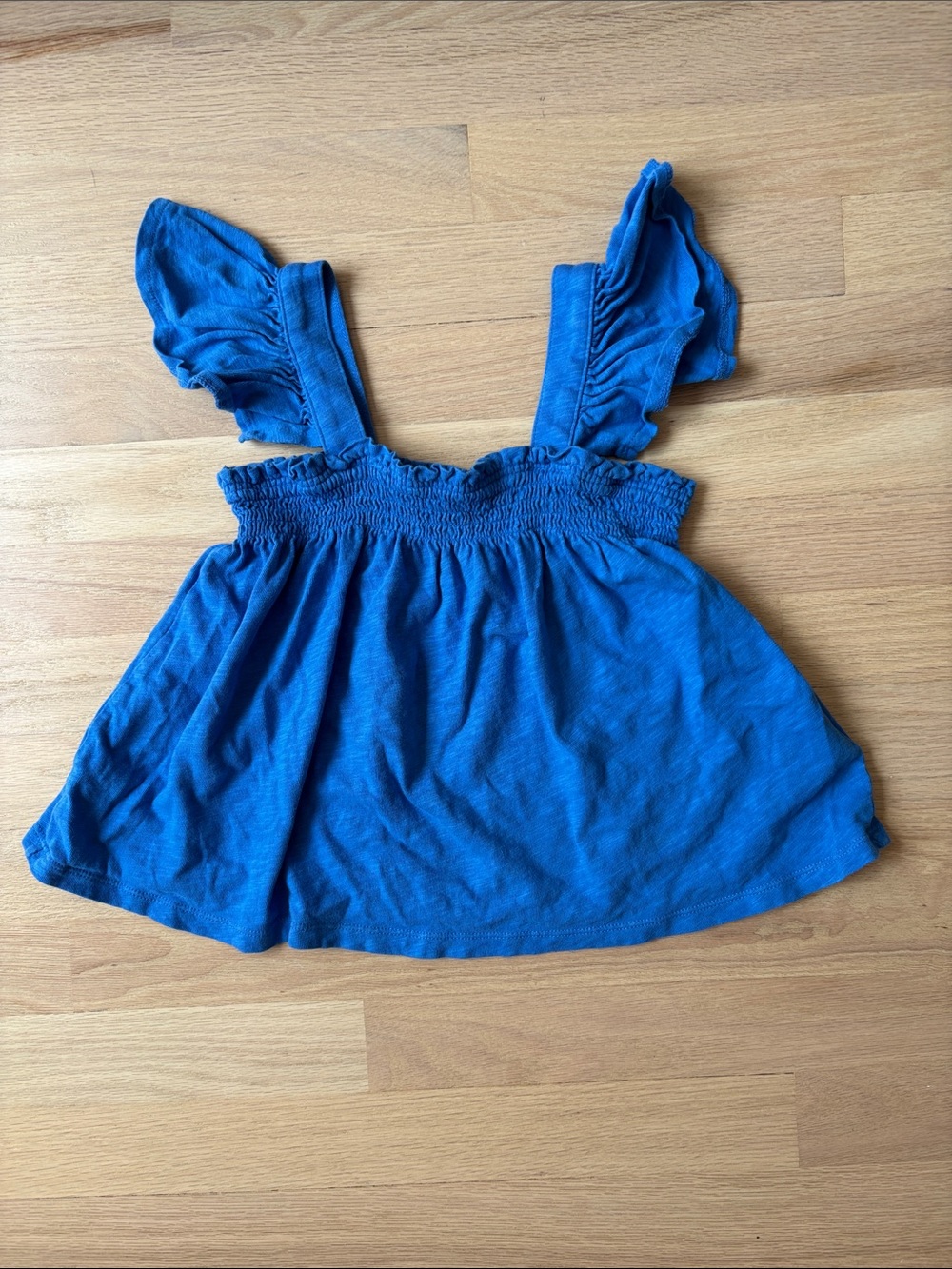 Crewcuts Blue Smocked Tank Top with Ruffle Sleeves Sz 10-11